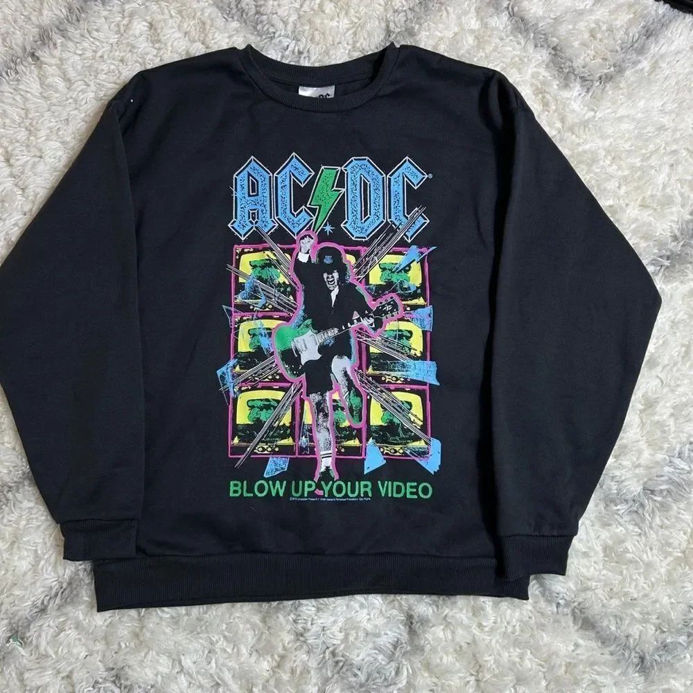 AC/DC Black Sweater with Neon Graphics